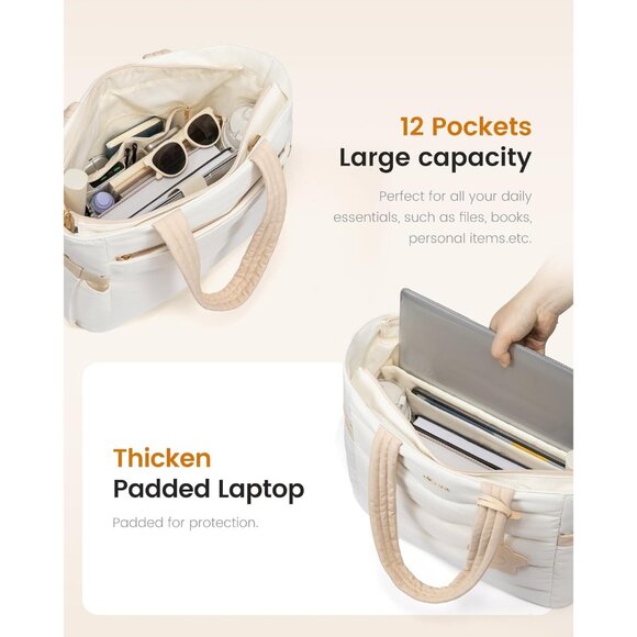 Elegant Women Handbag with Zipper Closure Trendy Nurse and Teacher Work Tote - Picture 3 of 7